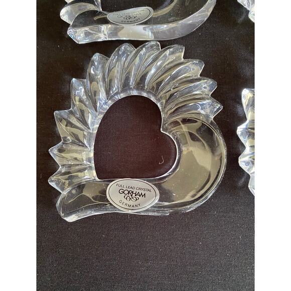 Crystal Heart Napkin Rings Set of 4 | Gorham Esprit West Germany - Picture 2 of 5